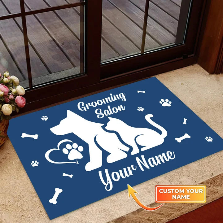 Dog Grooming Salon Pet Care Service Business Doormat