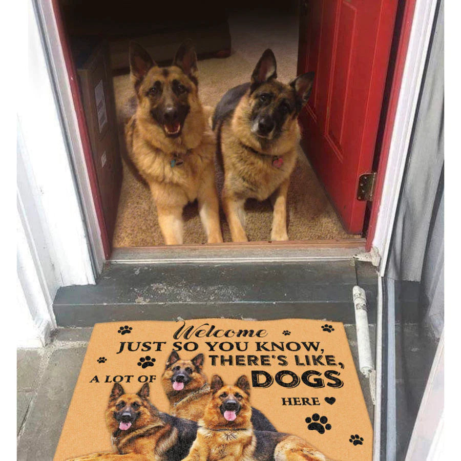 Dog Lovers Door Mat German Shepherd A Lot Of Dogs Here