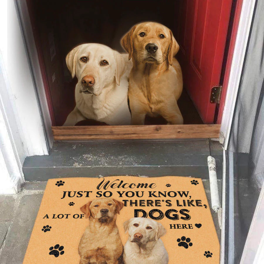 Dog Lovers Door Mat Labrador A Lot Of Dogs Here