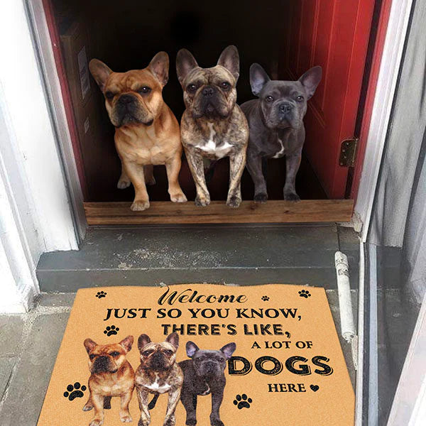 Dog Lovers Door mat French Bulldog A Lot Of Dogs Here