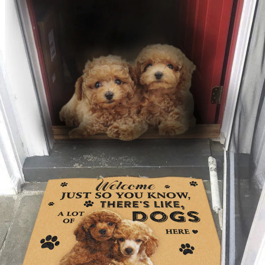 Dog Lovers Door mat Poodle A Lot Of Dogs Here