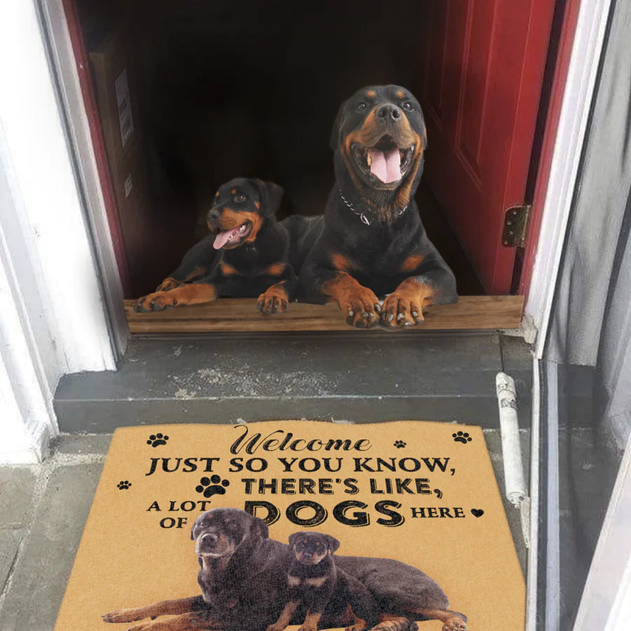 Dog Lovers Door mat Rottweiler A Lot Of Dogs Here