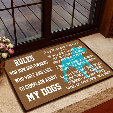Dog Lovers Door mat Rules For Non Dog Owners