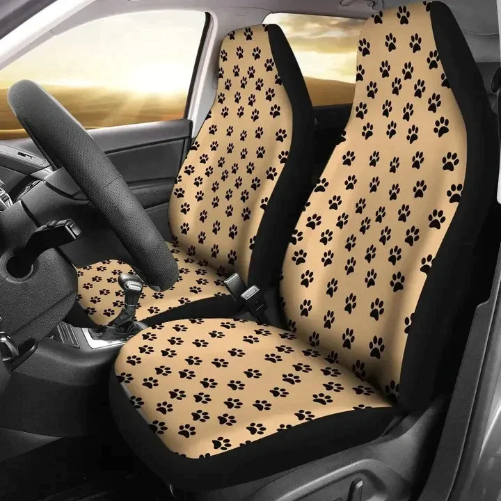 Dog Paw On Beige Background Printed Car Seat Covers