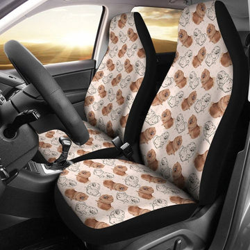 Dog Pomeranian Art Pattern Printed Car Seat Covers, Car Covers for Sedan, Truck, Van, SUV