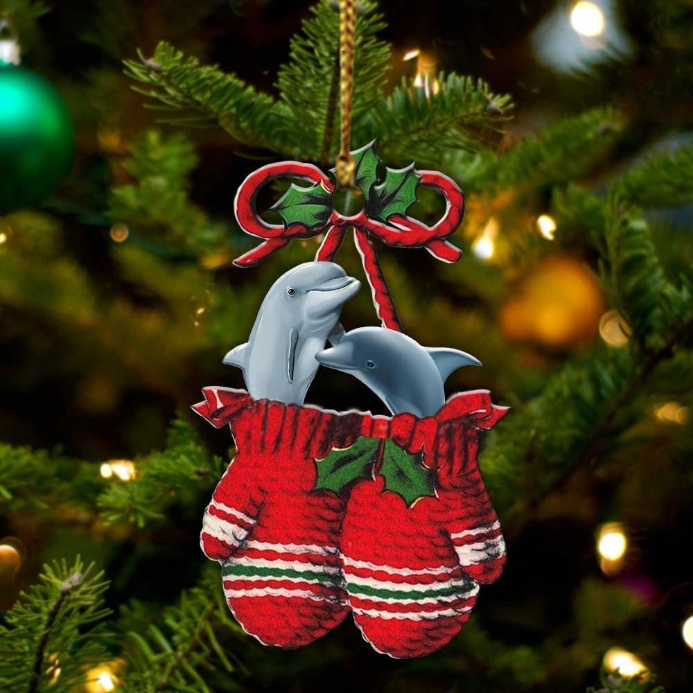 Dolphin Inside Your Gloves Christmas Holiday Two Sided Ornament, Gift For Dog Lovers