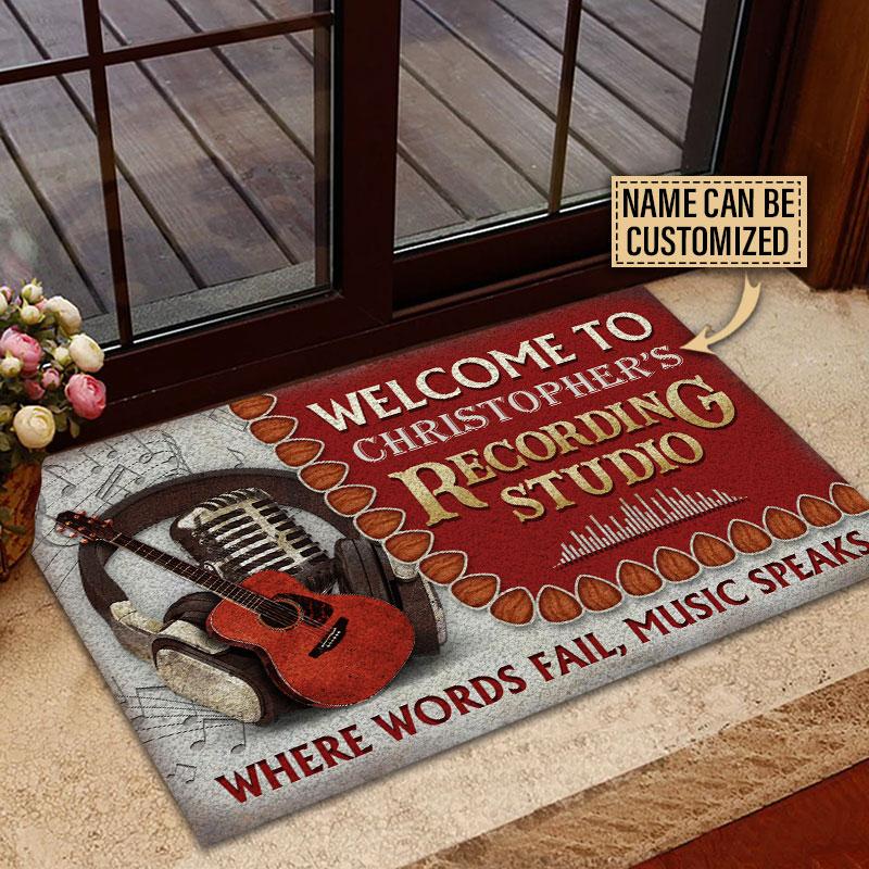 Door Mat Acoustic Guitar Where Words Welcome Personalized