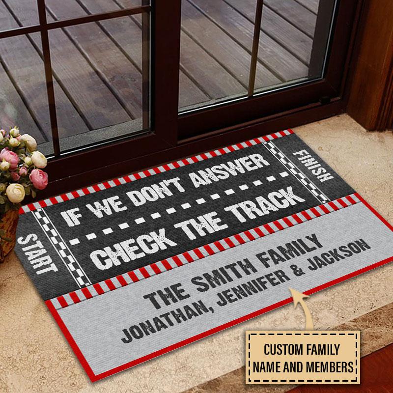 Door Mat Auto Racing Check The Track Personalized