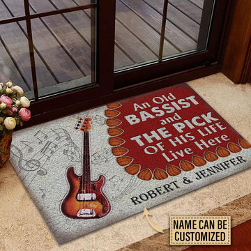 Door Mat Bass Guitar Bassist Couple Live Here Personalized