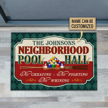 Door Mat Billiard Neighborhood Pool Hall Personalized