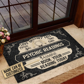 Door Mat Black Tarot Psychic Readings Personalized