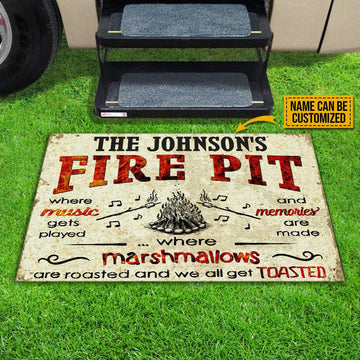 Door Mat Camping Fire Pit Get Toasted Custom Campsite Dec