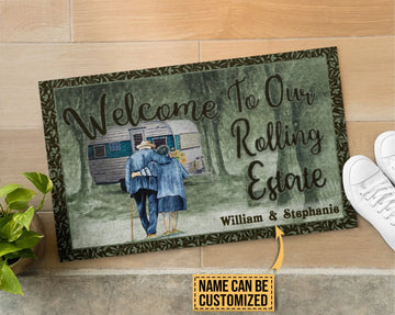 Door Mat Camping Welcome Rolling Estate Personalized