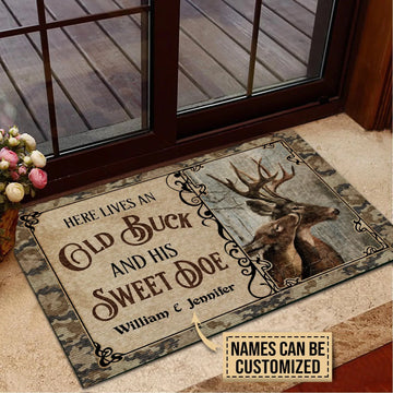 Door Mat Deer Here Lives Old Buck Sweet Doe Personalized