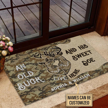 Door Mat Deer Old Buck Sweet Doe Personalized