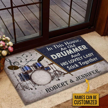 Door Mat Drum Blue Old Couple In The House Personalized