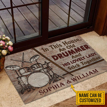 Door Mat Drum Old Couple In This House Wood Personalized