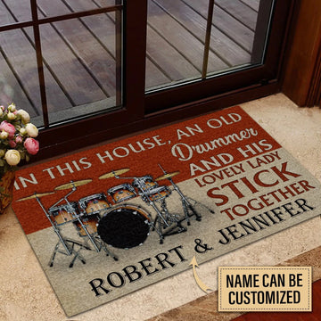 Door Mat Drummer Lovely Lady Stick Together Personalized