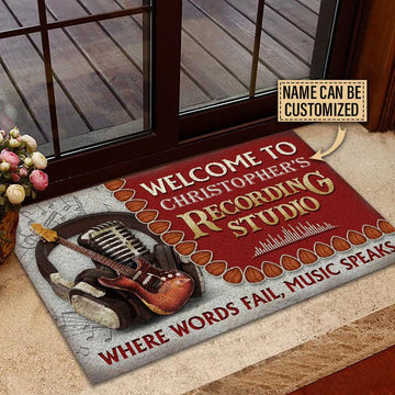 Door Mat Electric Guitar Where Words Welcome Personalized