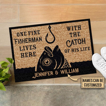 Door Mat Fishing One Fine Fisherman Personalized