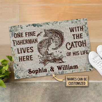 Door Mat Fishing The Catch Of His Life Personalized