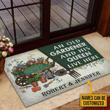 Door Mat Garden Old Couple Live Here Personalized