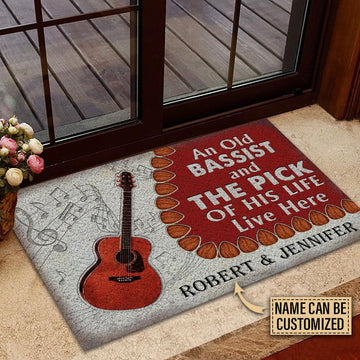 Door Mat Guitar Bassist Old Couple Live Here Personalized