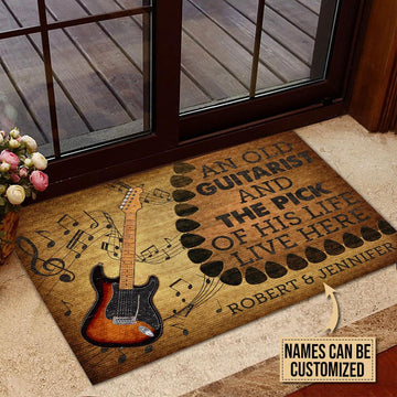 Door Mat Guitar Old Couple Live Here Personalized