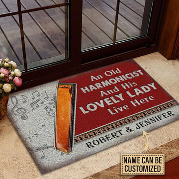 Door Mat Harmonica Couple Live Here Personalized