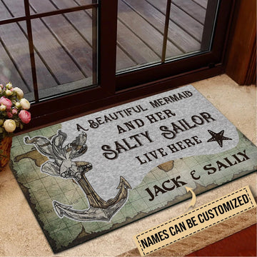 Door Mat Mermaid A Beautiful Mermaid And Her Sailor Personalized