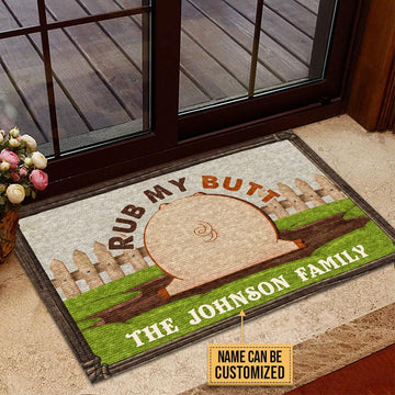 Door Mat Pig Rub My Butt Personalized