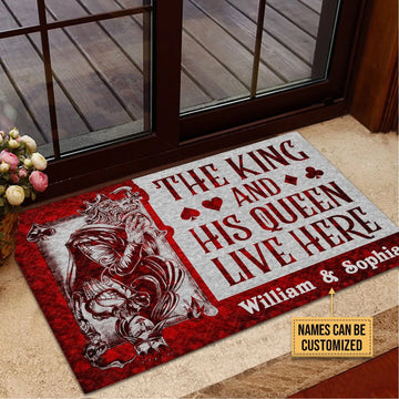 Door Mat Poker The King And His Queen Live Here Personalized