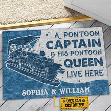 Door Mat Pontoon Captain and Pontoon Queen Personalized