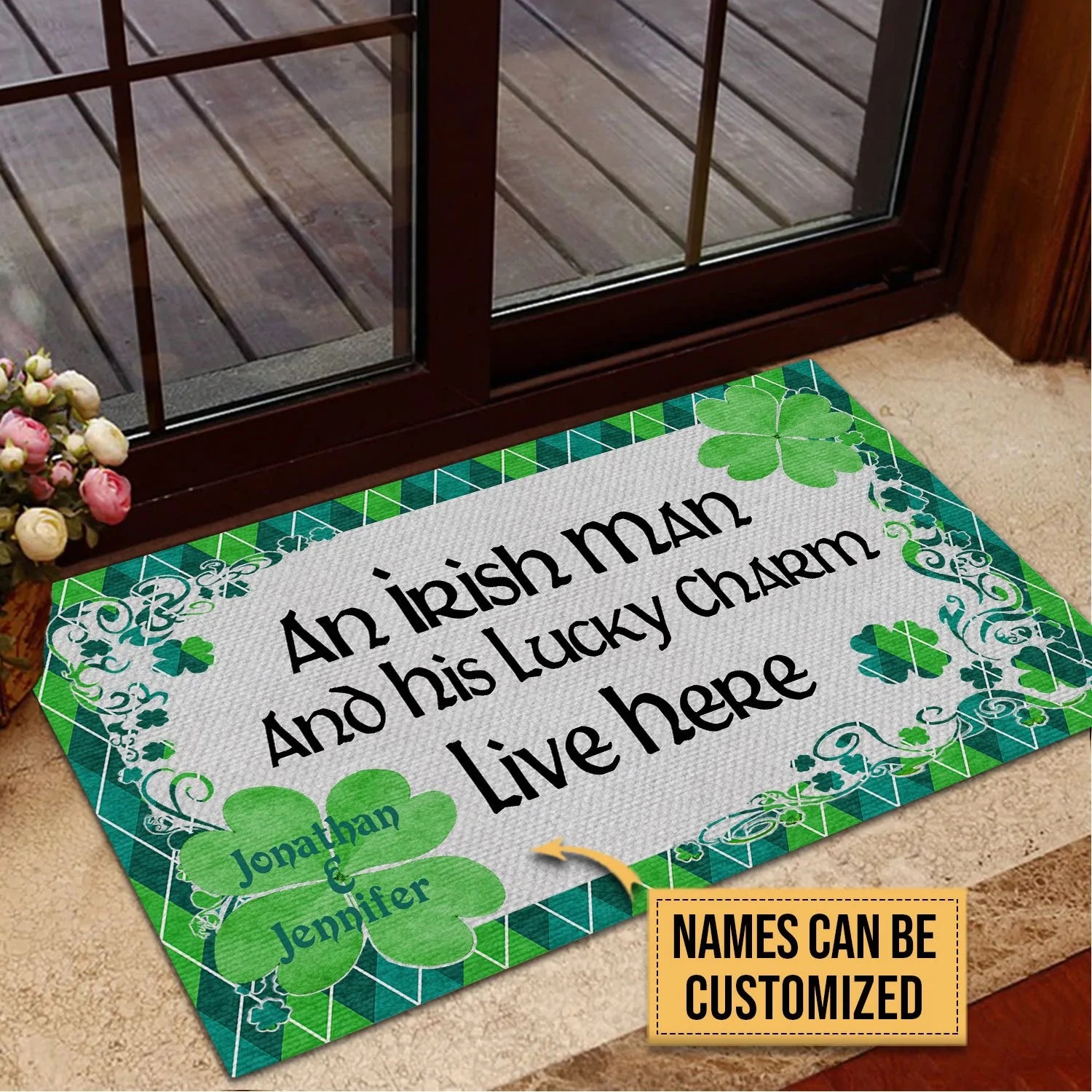 Door Mat Saint Patrick's Day Lucky Charm Personalized