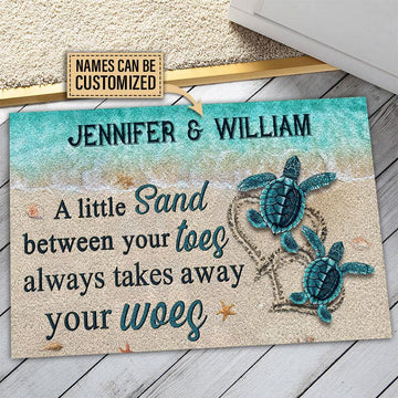 Door Mat Sea Turtle Family A Little Sand Personalized