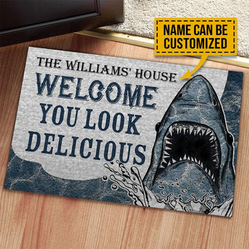 Door Mat Shark Welcome Delicious Personalized