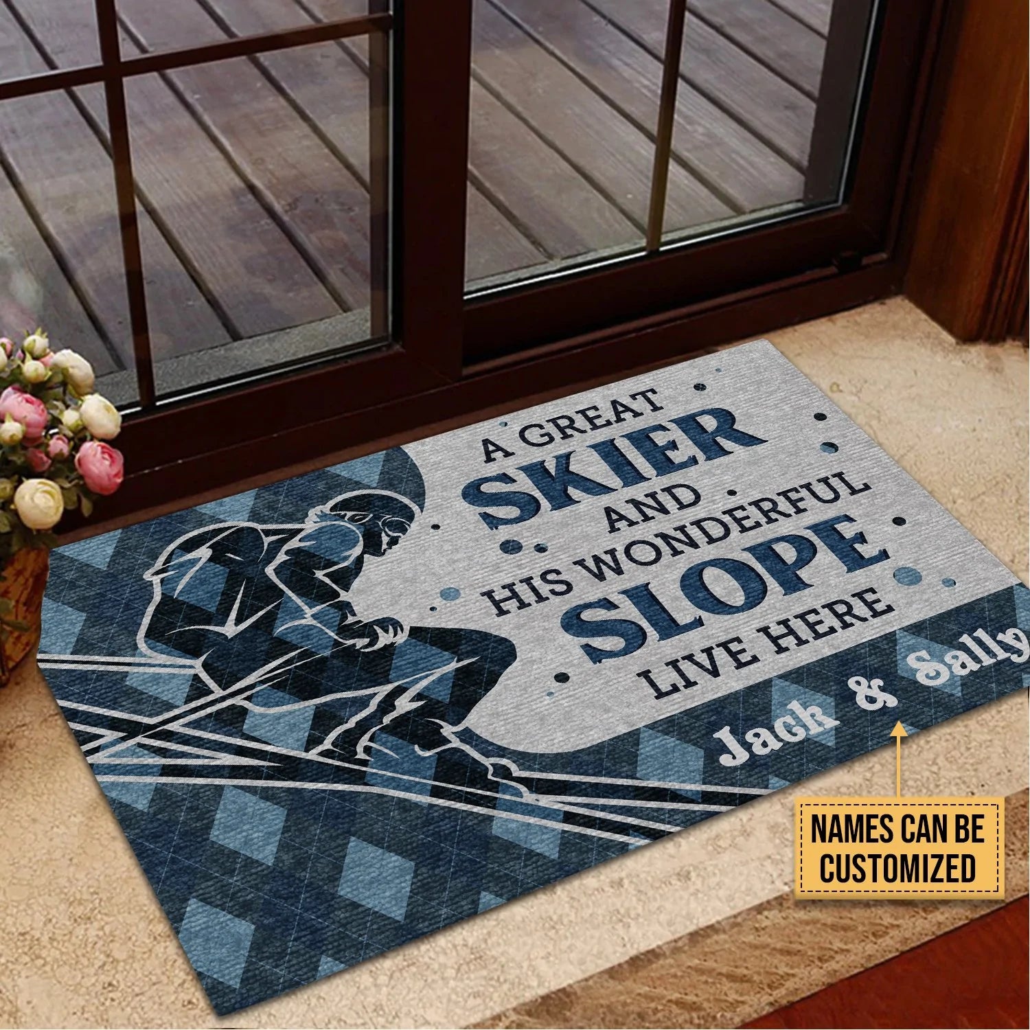 Door Mat Skiing Great Skiier And Wonderful Slope Live Here Personalized