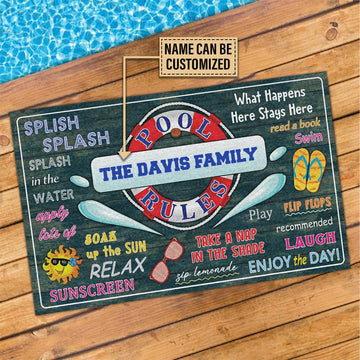 Door Mat Swimming Pool Rules Personalized