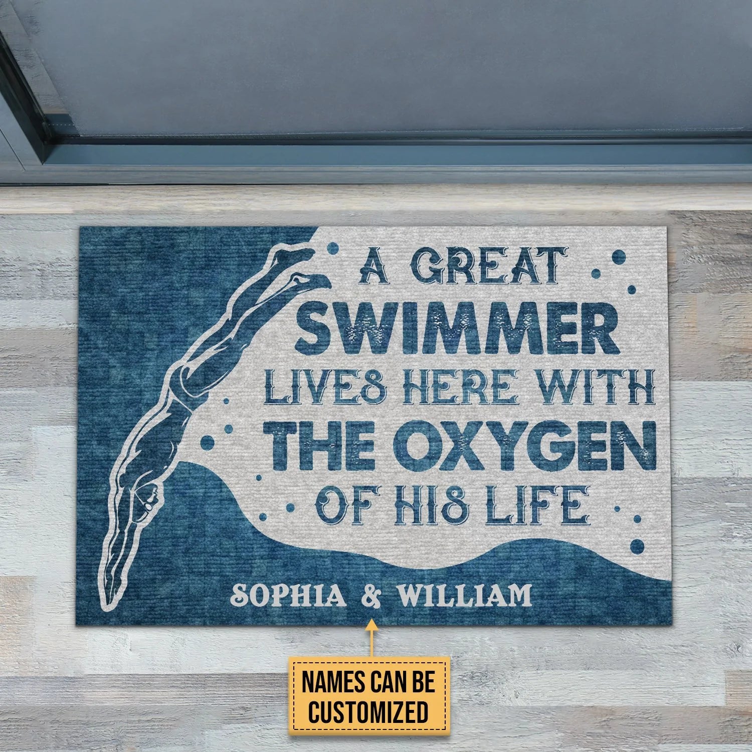 Door Mat Swimming Swimmer Oxygen Personalized