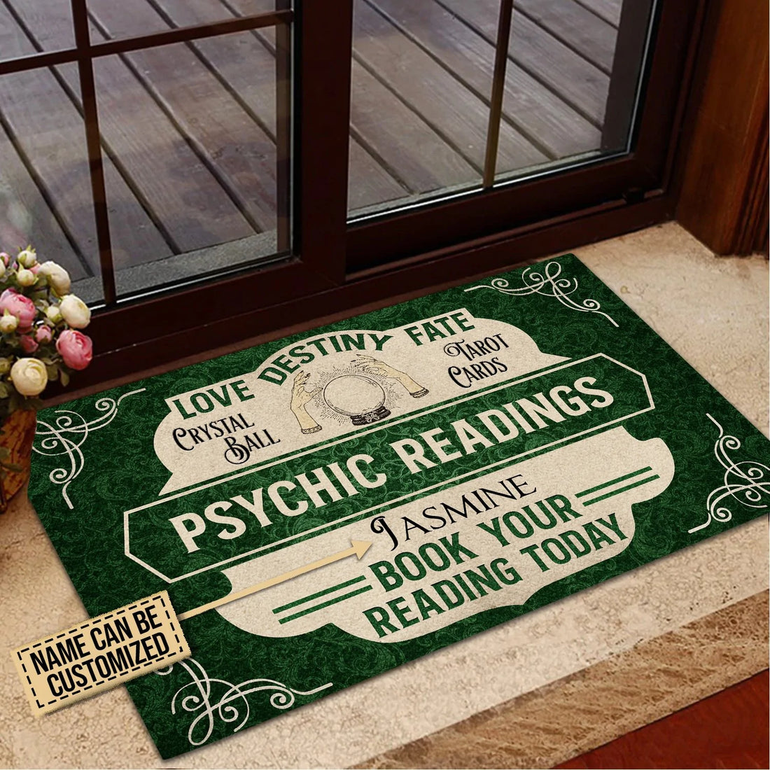 Door Mat Tarot Psychic Readings Green Personalized