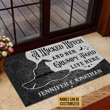 Door Mat Wicked Witch Grumpy Toad Live Here Personalized