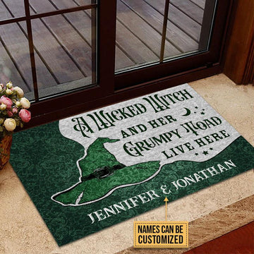 Door Mat Witch Grumpy Toad Live Here Personalized