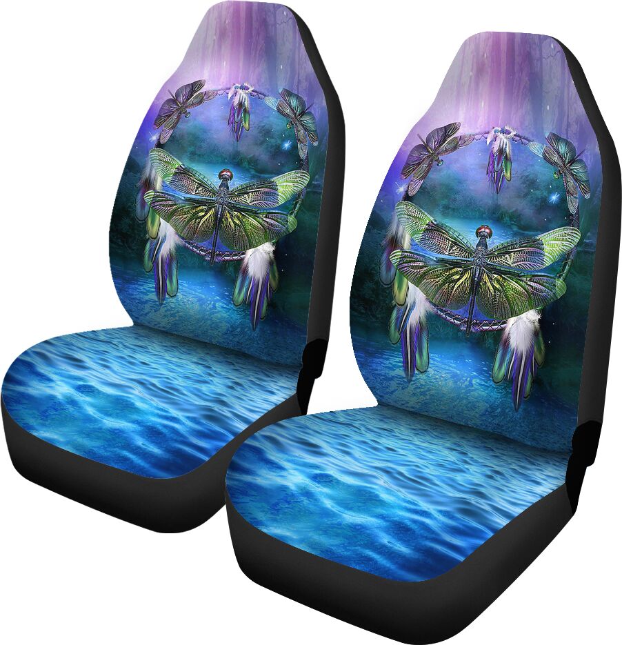 Dragonfly Dream Catcher Car Seat Covers, Car Seat Set Of Two, Automotive Seat Covers