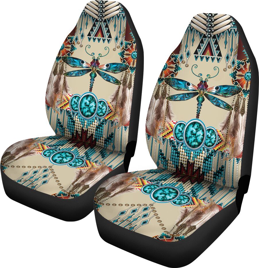 Dragonfly Feathers Patterns Car Seat Covers, Car Seat Set Of Two, Automotive Seat Covers