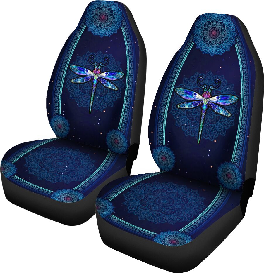 Dragonfly Mandala Art Car Seat Covers, Car Seat Set Of Two, Automotive Seat Covers