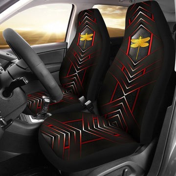 Dragonfly Metallic Arrow Hexagon Car Seat Covers, Car Seat Set Of Two, Automotive Seat Covers