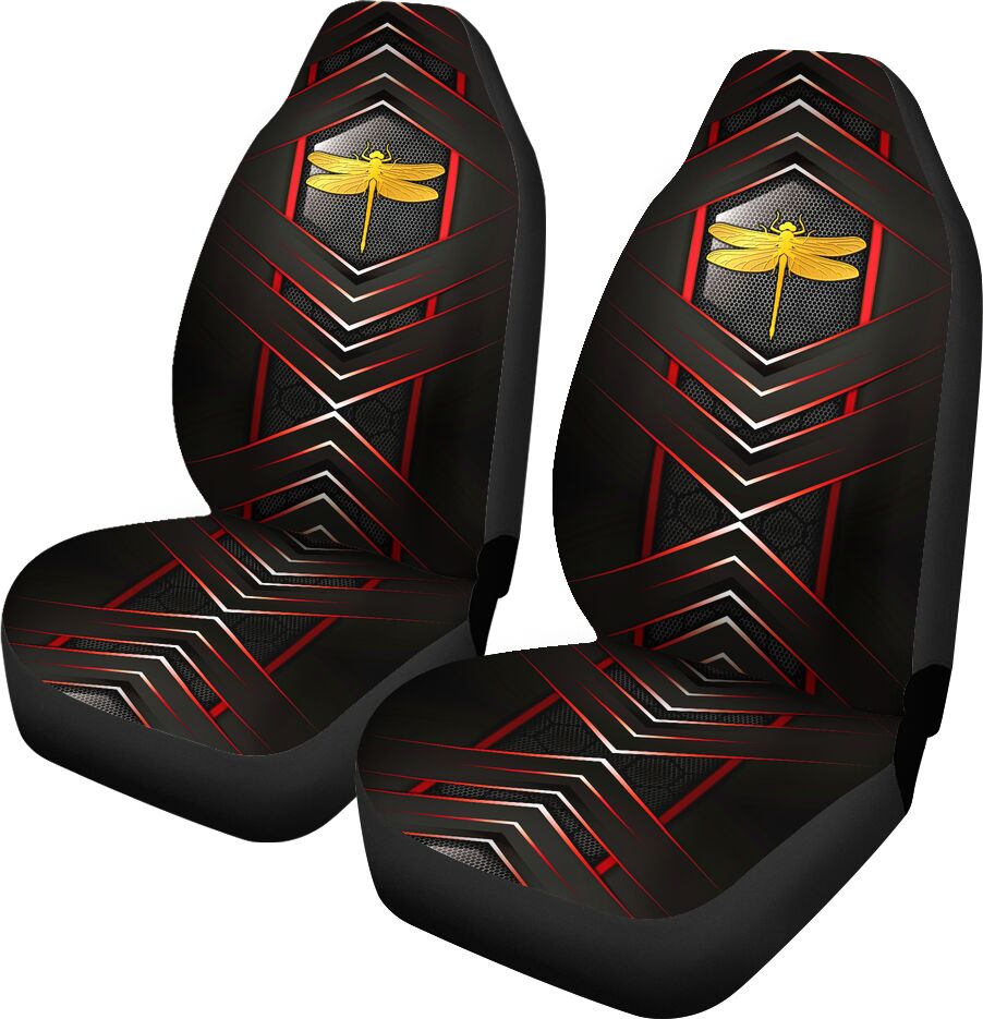 Dragonfly Metallic Arrow Hexagon Car Seat Covers, Car Seat Set Of Two, Automotive Seat Covers