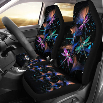 Dragonfly Purple Night Car Seat Covers, Car Seat Set Of Two, Automotive Seat Covers