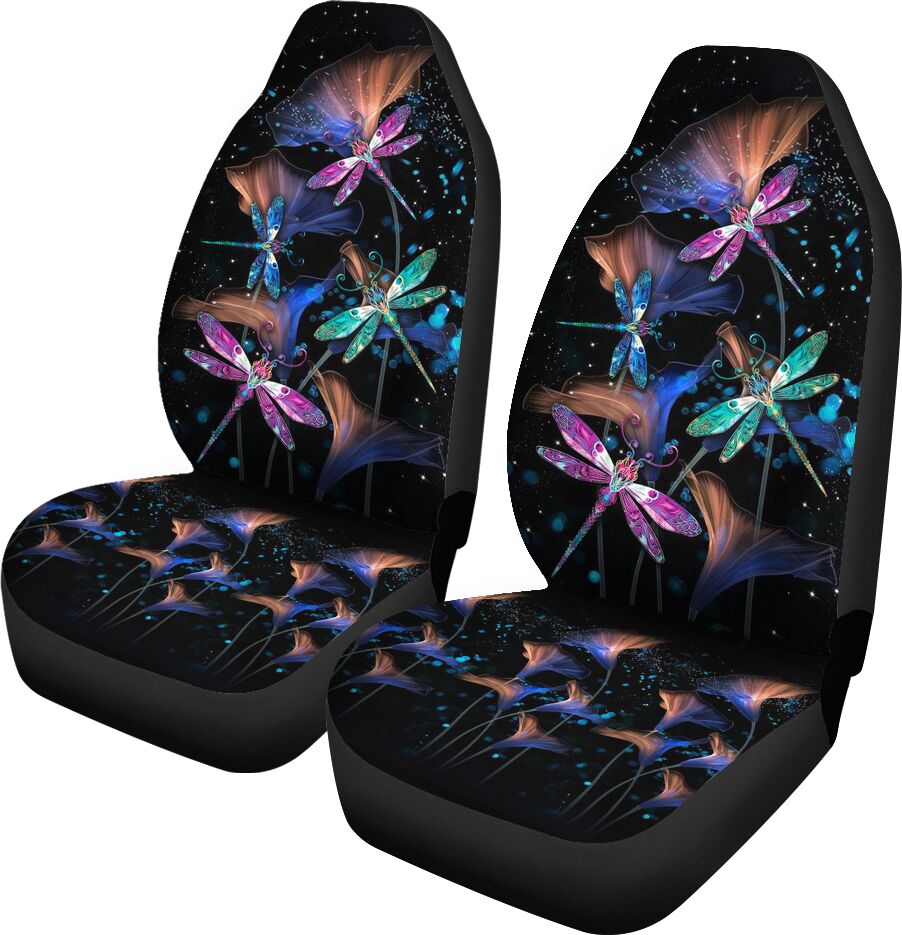 Dragonfly Purple Night Car Seat Covers, Car Seat Set Of Two, Automotive Seat Covers