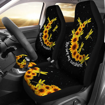 Dragonfly Sunflower You Are My Sunshine Carseat Covers, Car Seat Set Of Two, Automotive Seat Covers